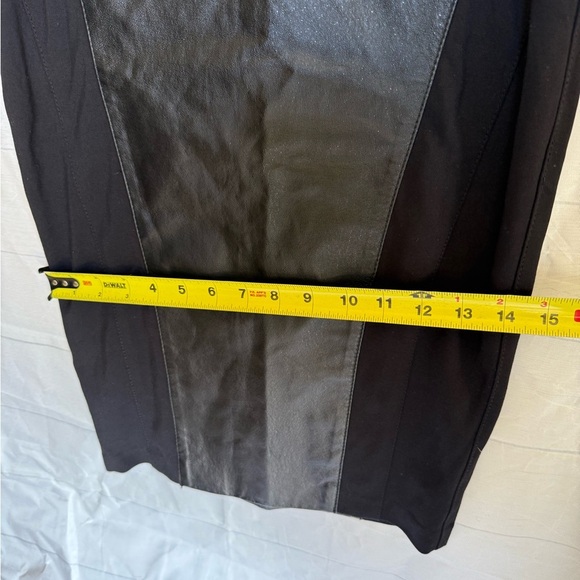 BEBE Black Leather/ fabric Pencil Skirt size 2 - Picture 8 of 13